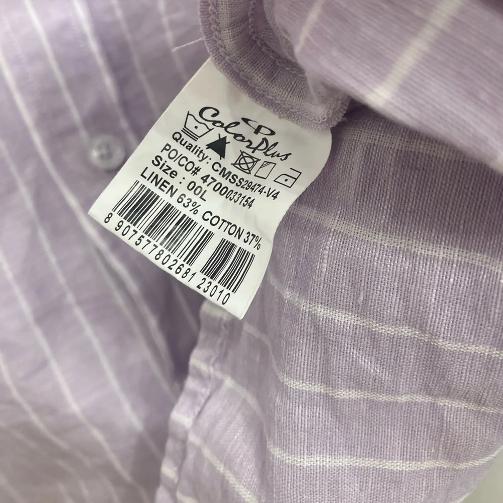 3/$15 ColorPlus Button Up Linen Blend Shirt Men’s L /42 Tailored Office Summer - Picture 4 of 6